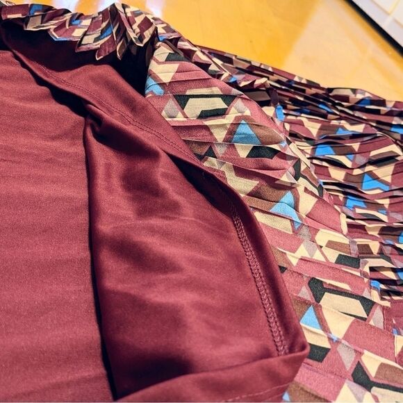 MARK pleated midi skirt abstract geometric graphic XS @G - Picture 5 of 8